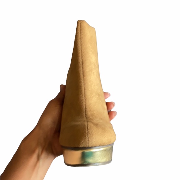 Michael Antonio Tan Suede Gold Bottom Platform Bootie - Picture 4 of 5